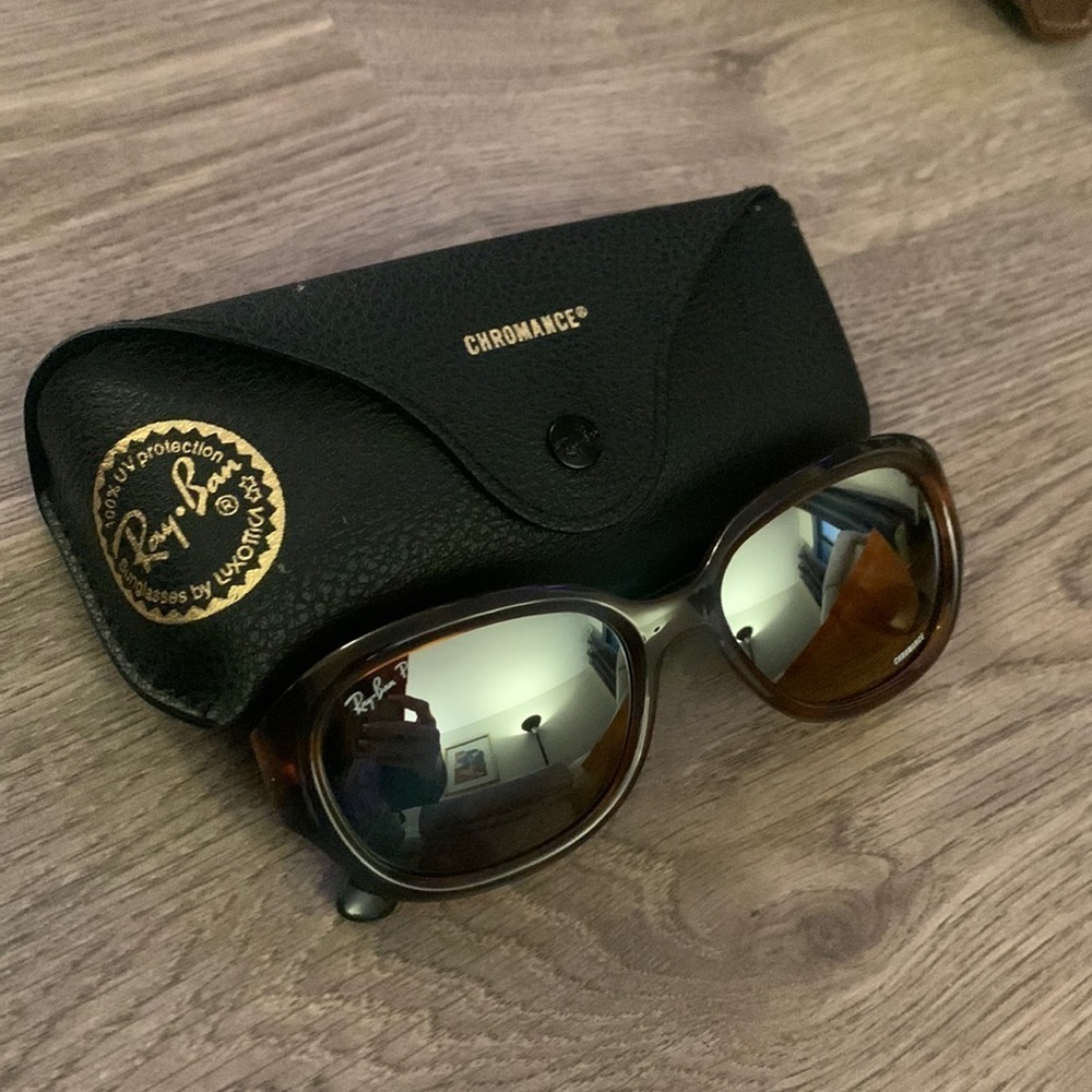 Tortoise chrome reflective Ray Ban sunglasses